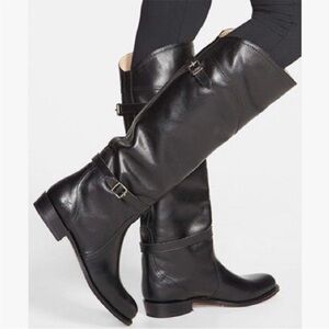 Frye Dorado Black Leather Knee-High Riding Boots Size 10